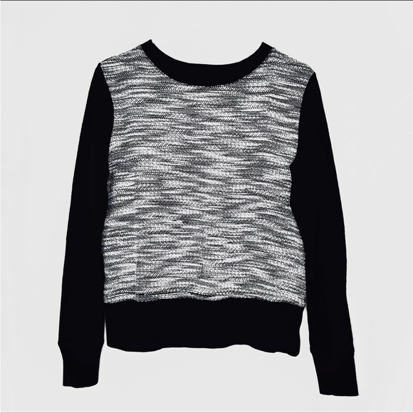 Lou & Grey Marled Knit Front Mixed Long Sleeve Pullover Sweater - Picture 2 of 6